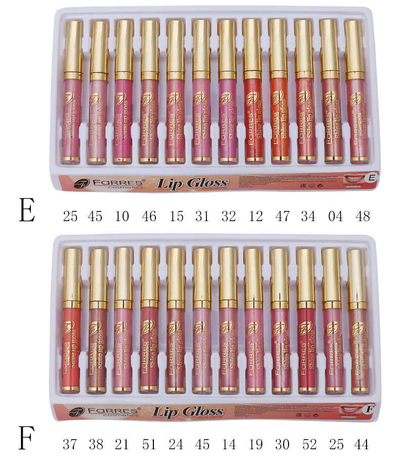 Farres Блеск для губ Мерцающий 7009-E /уп.12шт