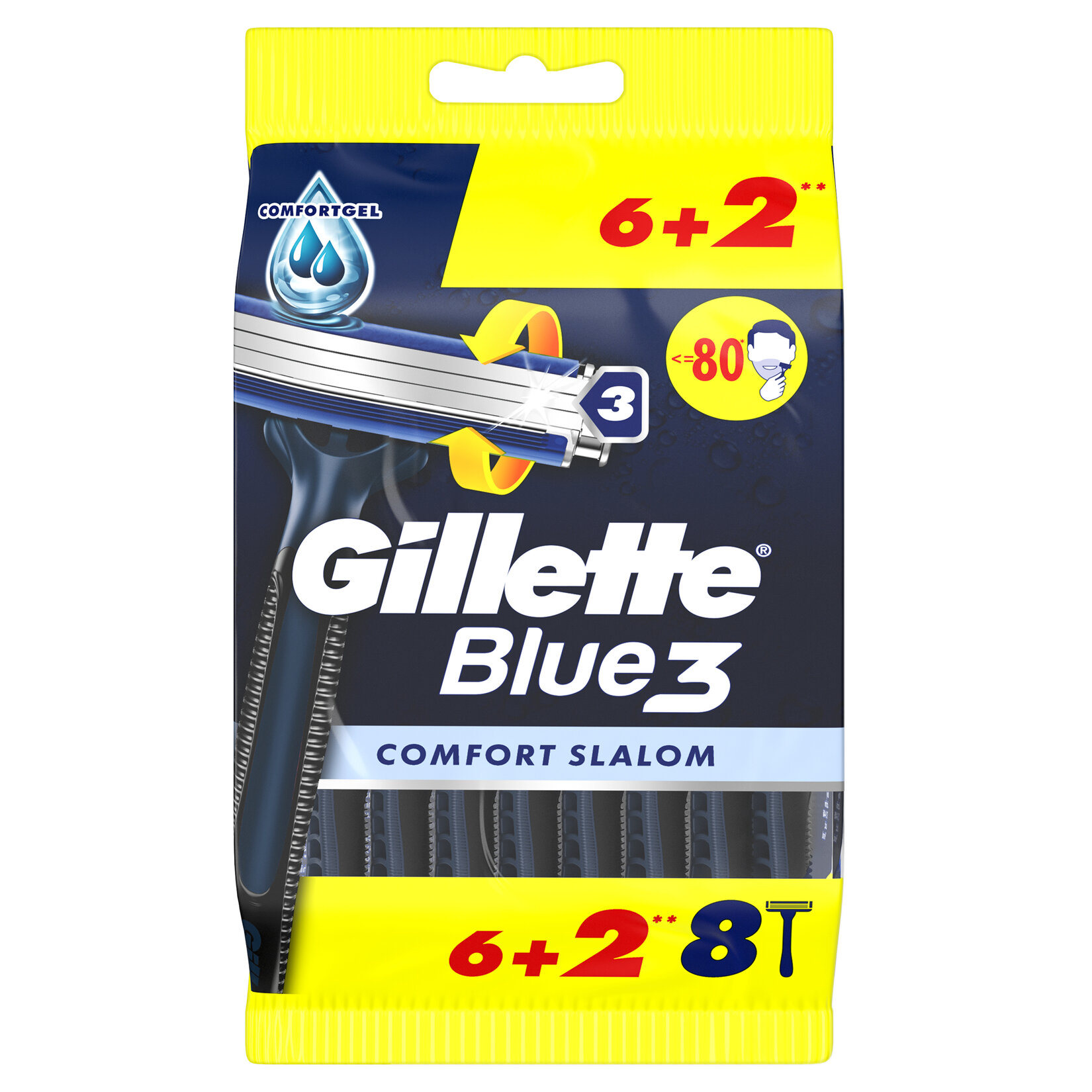 Gillette Blue 3 Comfort Slalom Станки однораз.(6+2шт пакет)