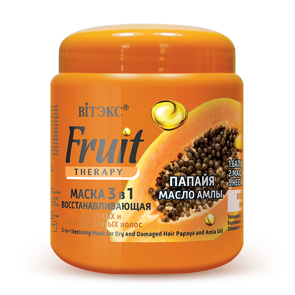 Витекс FRUIT Therapy Маска восстанав.3в1 д/сухих и поврежден.волос папайя и масло амлы 450мл