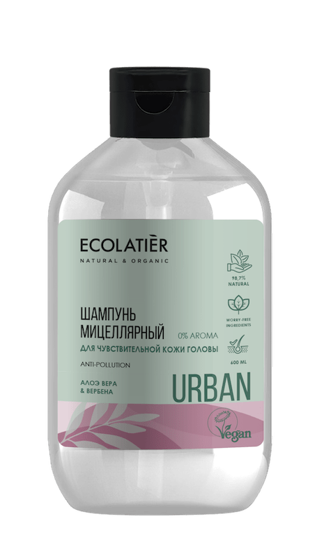 ECL Шампунь мицеллярный  для чувствительной кожи головы алоэ вера и вербена 600 мл