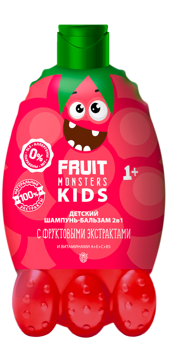 ФРУТОМОНСТРЫ Шампунь-бальзам 2в1 детский Малина, 400 мл