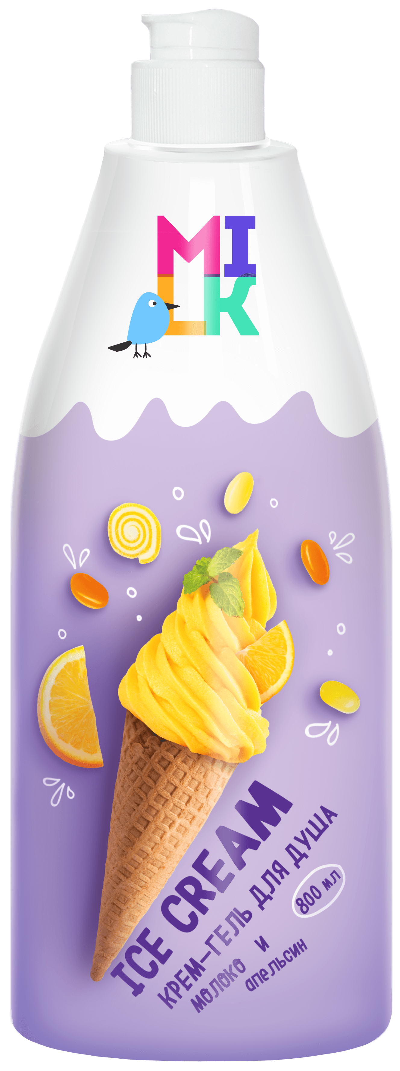 МИЛК ХН Крем-гель д/душа Молоко и апельсин 800мл