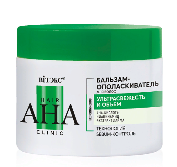 ВИТЕКС Hair AHA Clinic Бальзам-Опаласкиватель д/волос Ультрасвежесть и Объём 300мл./14шт