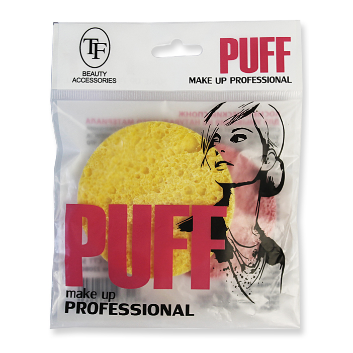 СТТ55 ТF Спонж круглый для умывания из натурального материала Бежевый/Розовый (2 шт.)