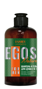 EGOS for men Шампунь и гель  для душа 2 в 1 Nature 470мл/к12