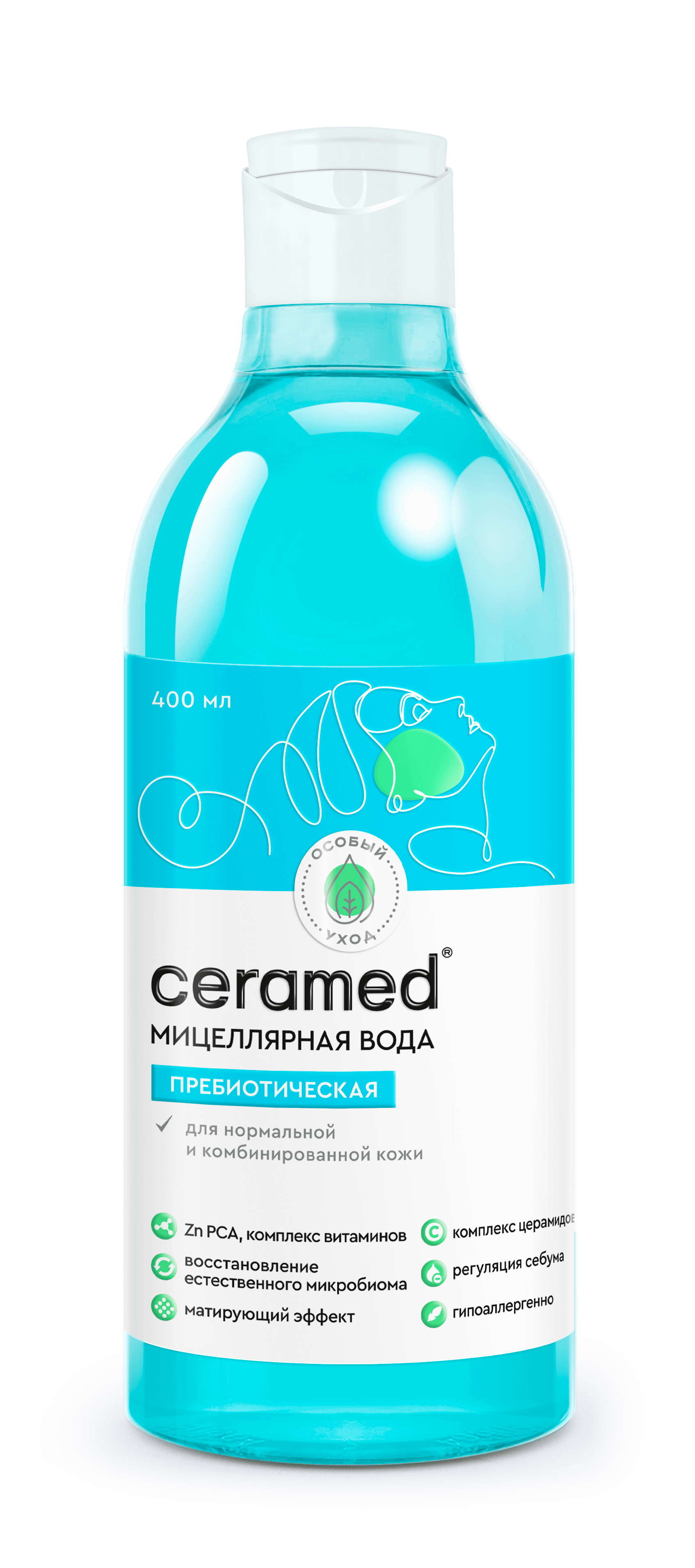 Церамед Вода мицеллярная пребиотическая, 400 мл, К/6