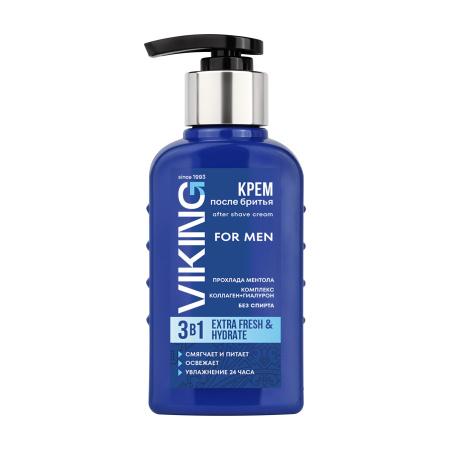 Viking:Крем п/бритья 3 в 1 "EXTRA FRESH & HYDRATE", увлаж. 200 мл