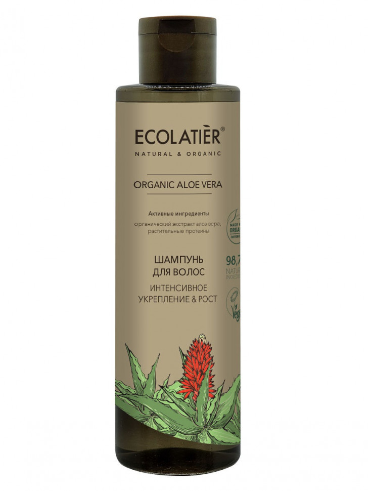 ECL GREEN Шампунь д/волос Интенсив.укрепление и рост Серия ALOE VERA, 250 мл