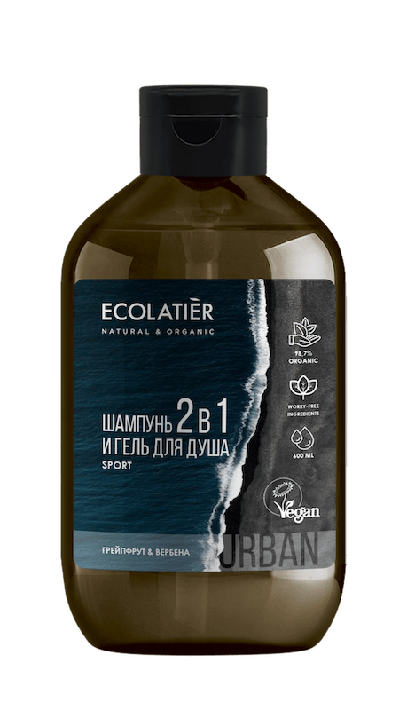 ECL Мужской гель д/душа и шампунь 2 в 1 грейпфрут и вербена 600 мл