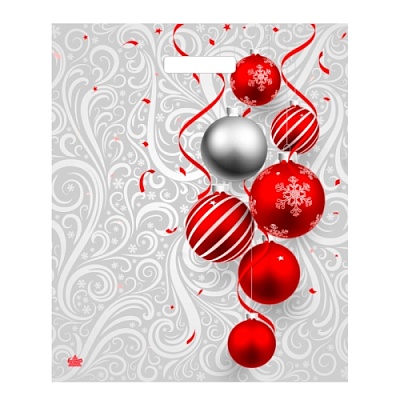 Пакет с вырубной ручкой 38*45 E2072  НГ Алый серпантин/уп.50шт