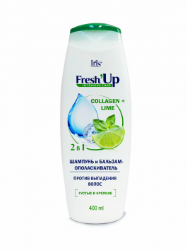 IRIS FreshUp 2 в 1 Шампунь и б/оп Коллаген+Лайм пр/выпадения волос 400мл