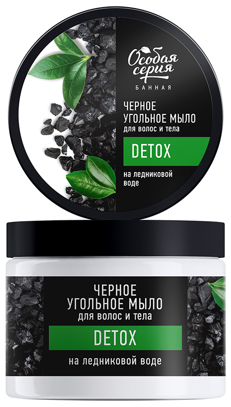 ОС Баня Густое Мыло д/волос и тела черное угольное на ледниковой воде 500мл.