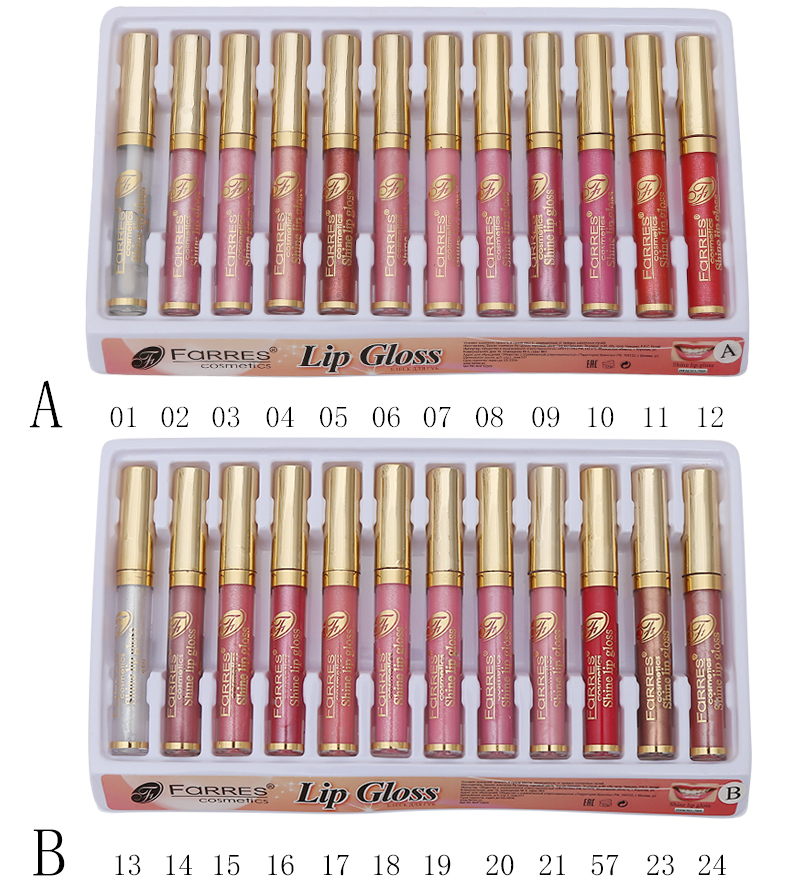 Farres Блеск для губ Мерцающий 7009-B /уп.12шт