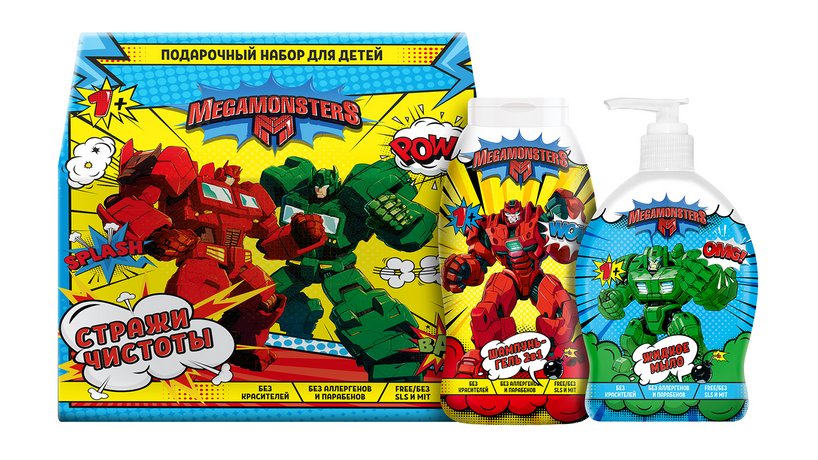 ПН Мегамонстры Стражи Чистоты (Шампунь-гель 2в1 250мл+Жидкое мыло 300мл)
