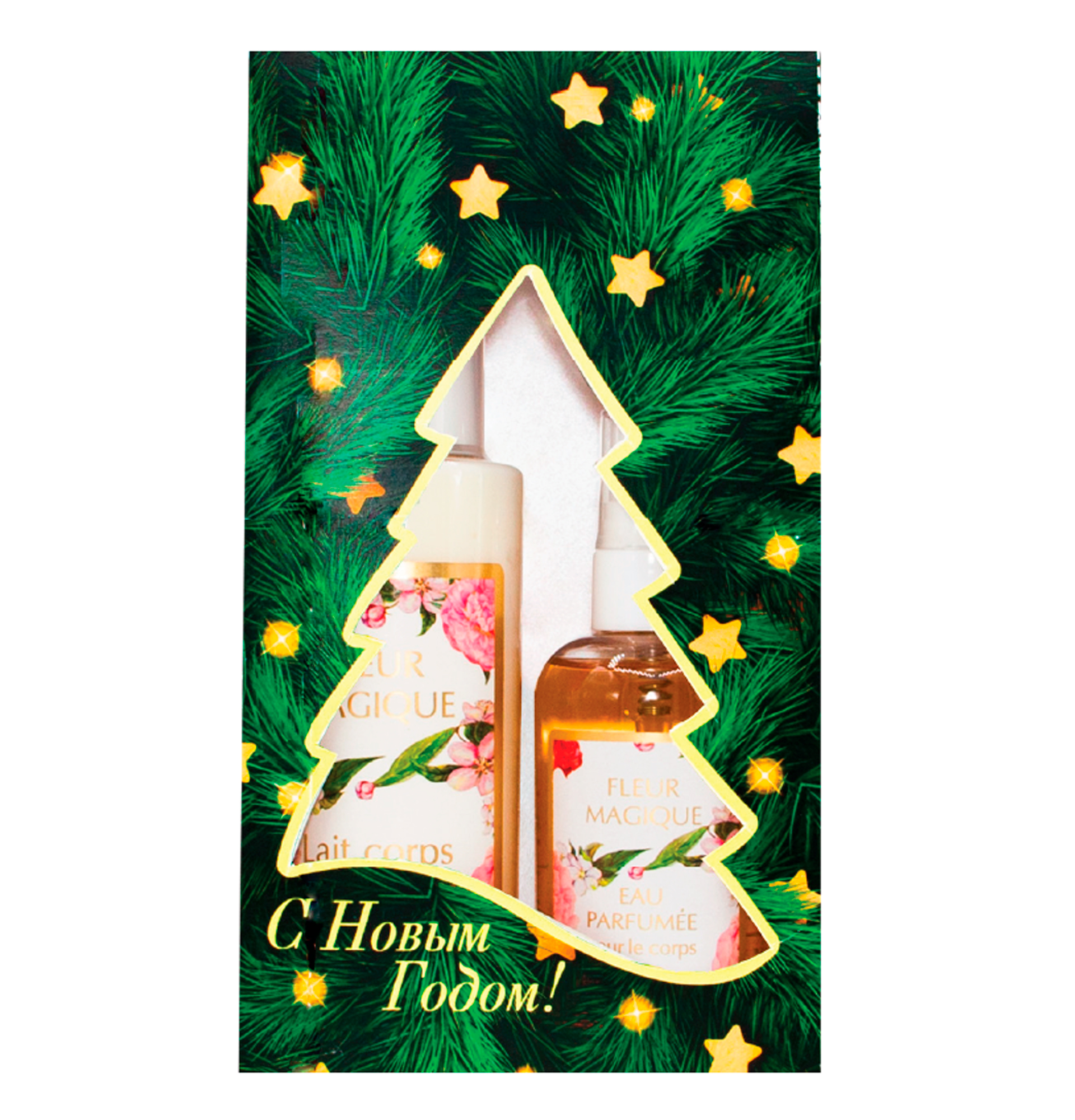 Подарочный набор "Магический цветок"(душ.вода 100мл+молочко для/рук и тела 150мл) футляр Ёлка