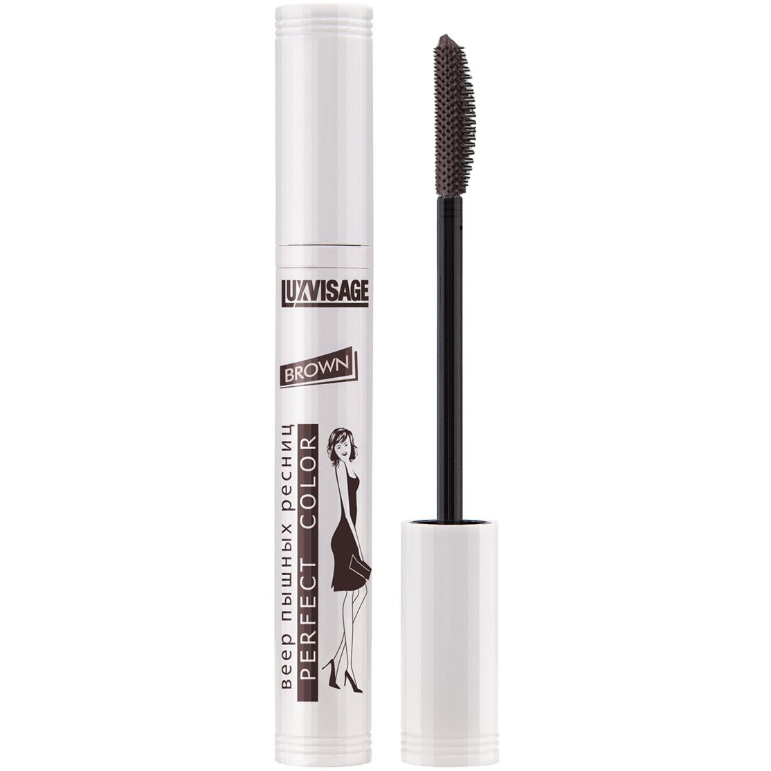 LuxVisage Тушь PERFECT COLOR веер пышных ресниц BROWN 8 г/6шт.