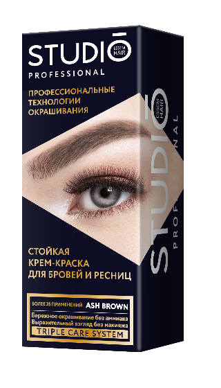 Краска д/бровей и ресниц СТУДИО PROFESSIONAL стойкая Пепельно-коричн. 50/30мл