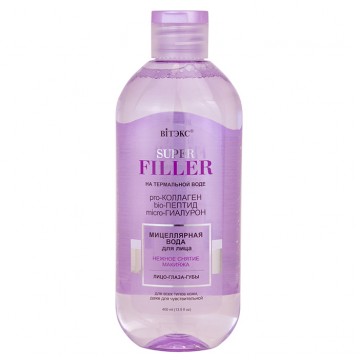 ВИТЕКС SUPER FILLER на терм.воде Мицеллярная вода для лица Нежное снятие макияжа, 400 мл./10шт
