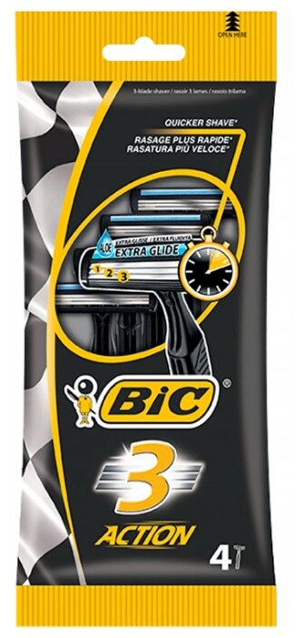 BIC Станок однор. 3 лезвия Actionl 3 лезвия (4шт)